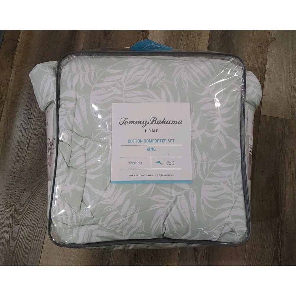 New Tommy Bahama Art Of Palms Green Floral King Comforter Shams Set 3pc Tropical
